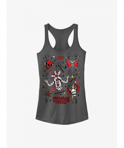 Stranger Things Hellfire Club Icons Girls Tank Top $9.46 Tops